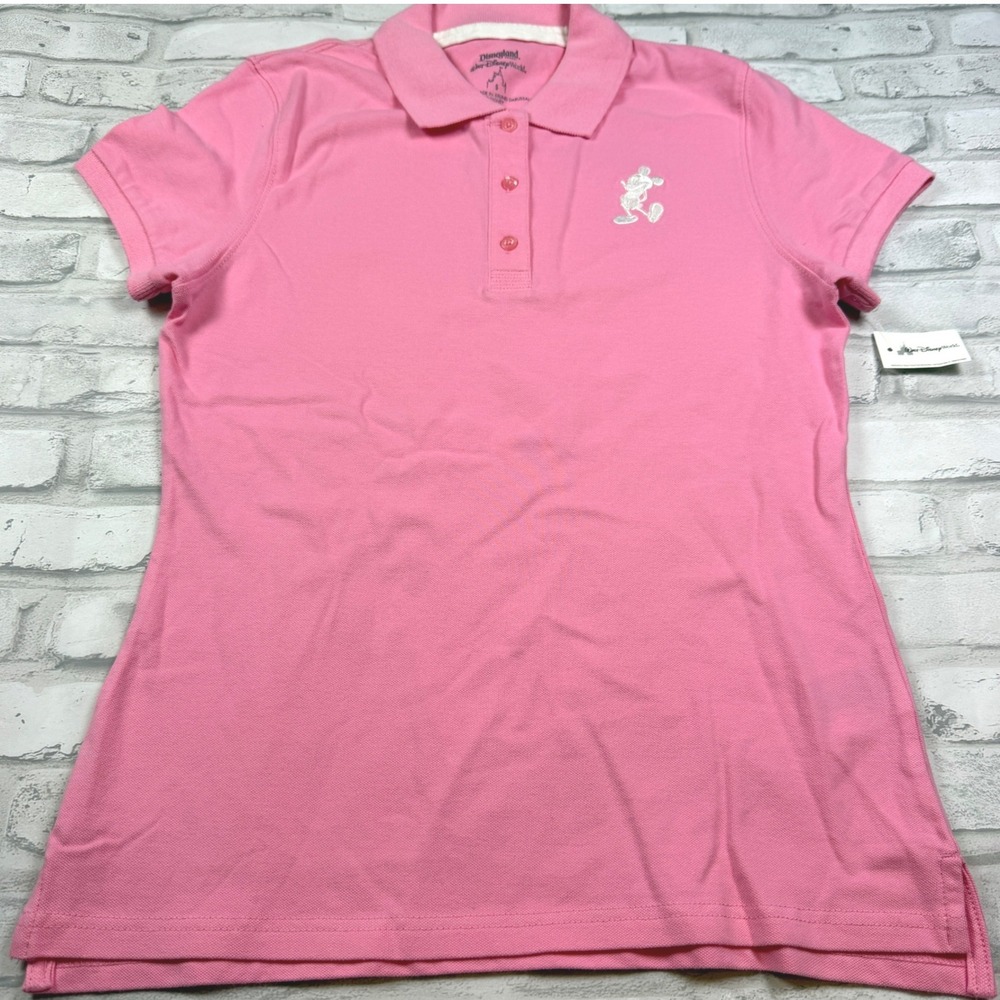 Disney Polo Shirt Womens S Pink Mickey Mouse Short Sleeve NWT